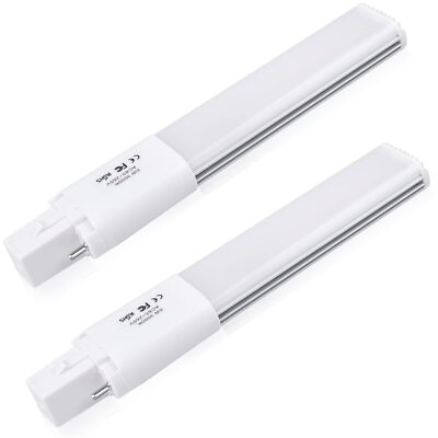 2-Pack 6W G23 2-Pin LED PL-S Lamp Warm White 13W CFL Equivalent 180 Degree Be...