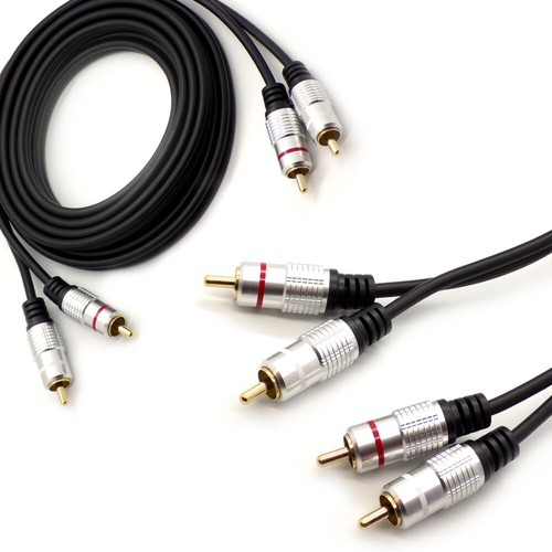 10m PRO 2x RCA Twin PHONO Audio Cable 24k Gold OFC Lead Male Plug to Plug - Picture 8 of 12