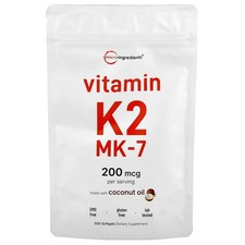 Vitamin K2, MK-7, 200 mcg, 300 Softgels