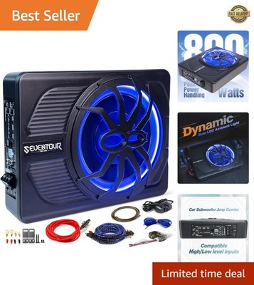 Compact 10'' Powered Subwoofer for Cars with 800W Power & Easy Installation Kit