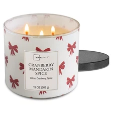 Mainstays Cranberry Mandarin Spice Scent 3-Wick Wrap Candle, 13 Oz.