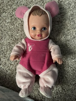 1990 Lauer Disney Water Babies Piglet Rubber Doll - Brown Hair, Lavender Eyes
