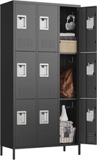Metal Lockers Employees-9 Door Storage Locker W/ Shelves Lockable Steel