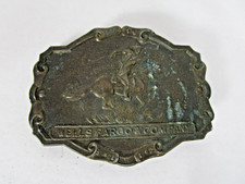Vintage Wells Fargo and Company Pony Express Brass Belt Buckle