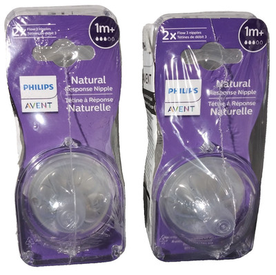 New Lot of Two 4-packs Philips Avent Natural Response Nipples (Flow 2) 0+M