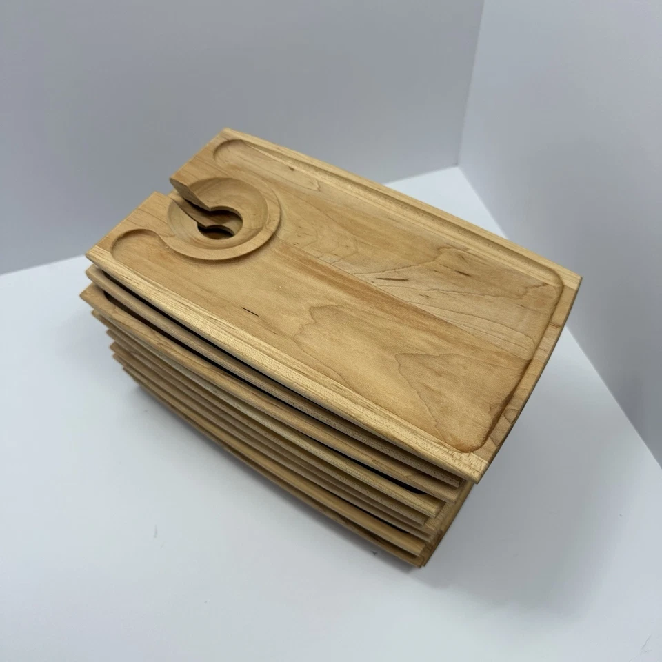 CRATE & BARREL Wooden Handheld ‘Wine & Dine’ Charcuterie Trays (10) Made In USA - Image 2 of 4
