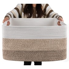 Large Blanket Basket, 22  x17  x12  Rectangle Woven Baskets, Nursery Blanket St...