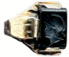 Art Deco 14k Roman Soldier Carved Black Onyx Intaglio Centurion Signet Ring 7.25 — photo 2