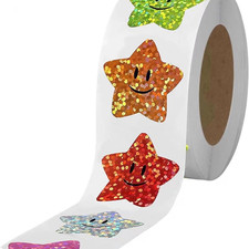25 Smiley face glittering star Stickers, 5 sheets of 5 stickers. free shipping