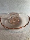 Vintage Pink Depression Glass Candy Dish w/ Handle