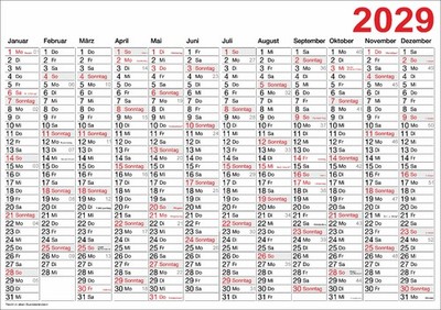 Sonderposten! Wandkalender Wandplaner 2029 - Größe A3 mit oder ohne Laminierung!