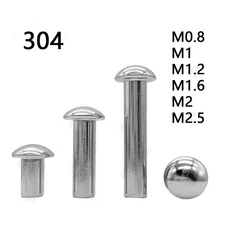 304 Stainless Steel Round Head Rivets M0.8 M1 M1.2 M1.4 M1.6 M2 M2.5