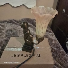 sitting cat lamp Frosted tulip shade glass Art Deco Mcm