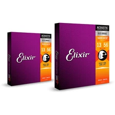 Elixir 80/20 Bronze Acoustic Guitar Strings w/NANOWEB Medium (.013-.056) 2-Pack