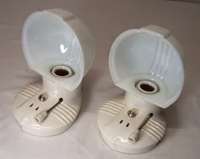Vtg Porcelain Sconce Pair Antique Ceramic Light Fixture Art Wired USA #F48