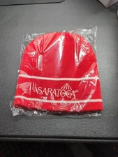 Saratoga Race Track Winter Knit Beanie Red / White NIP