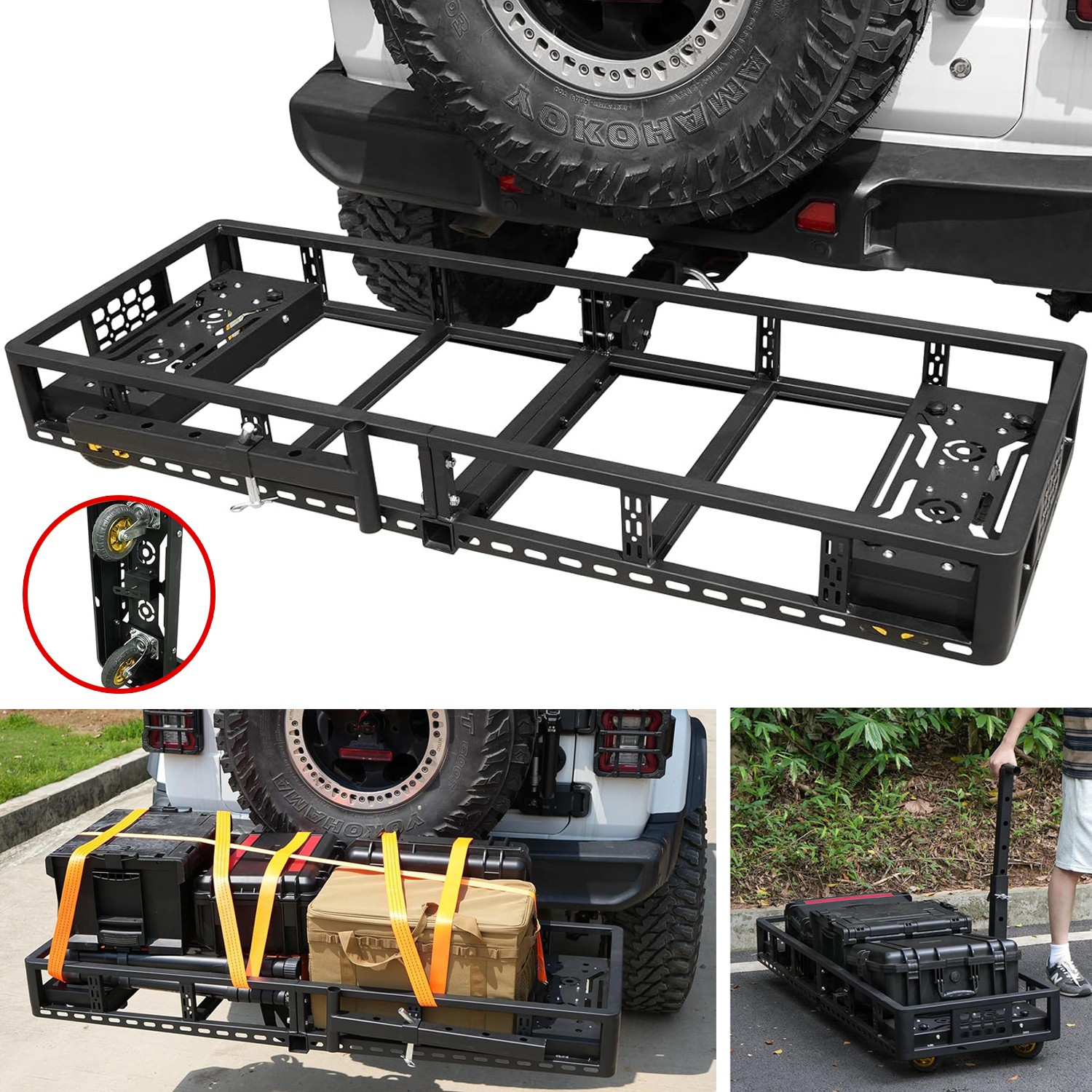 550 lb Cargo Carrier Hitch Mount Cargo Basket Foldable Lugga