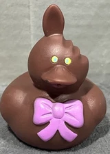 Vintage Fun Express Chocolate Bunny Ear Bite Rubber Duck Easter Basket Bath Toy