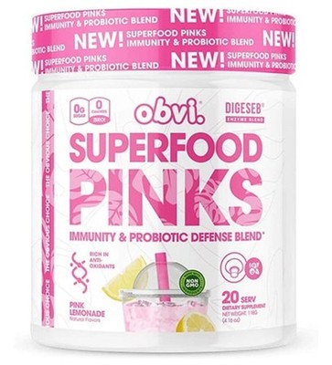 Obvi Superfood Pinks 10 billion probiotic Mango Iced Tea 4.44 oz  ex 9/26