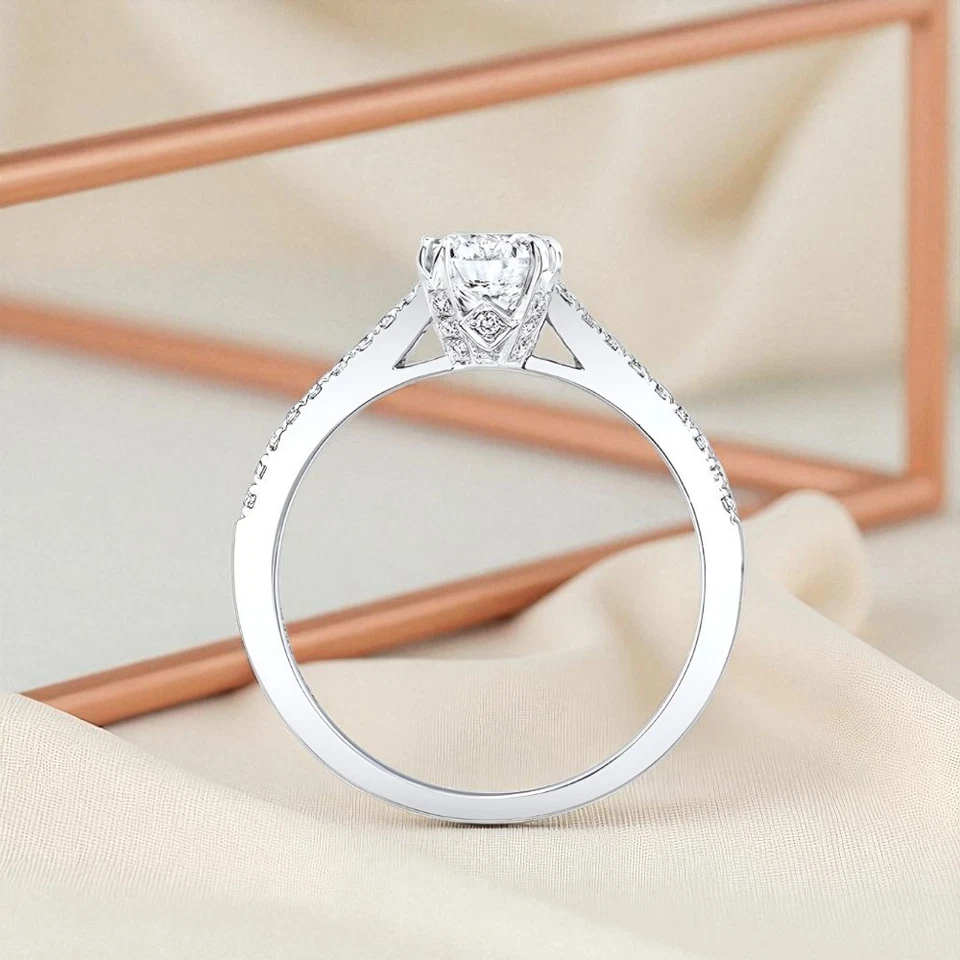 Diamond Ring Lab Grown Cushion Cut 1.19Carat IGI Certified 14k White Gold Size 6 - Image 4 of 4