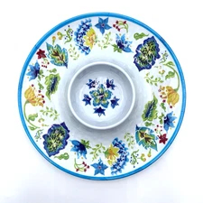 15” Melamine Chip and Dip Platter – Floral Design, Serving Tray