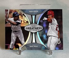 Mike Trout & Hank Aaron 2019 Topps Chrome #GRE-8 Greatness Returns Angels Braves