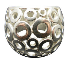 Sterling Silver Circle Dome Ring 18mm Wide Modern Cutout Design 925 Handmade