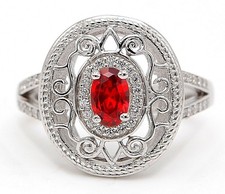 3CT Fire Garnet  White Topaz 925 Solid Sterling Silver Ring Jewelry Sz 9 IB2-3