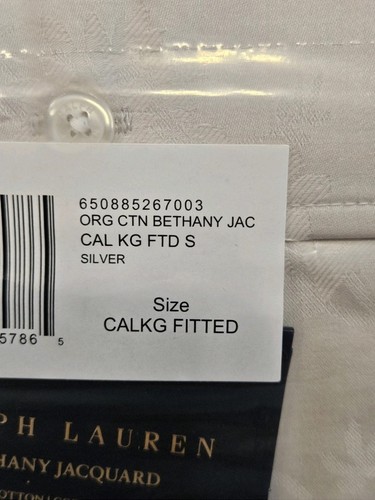 Ralph Lauren Bethany Jacquard Cal King Xtra Deep Fitted Sheet White Organic. New - Picture 4 of 8