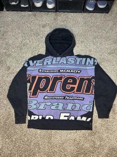 Sweat à capuche noir Supreme x Everlasting taille M neuf avec étiquette