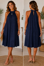 SHEIN/Curve -Navy Blue Sleeveless Dress Size 3 XL - High Neck Strap-BNWOT