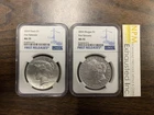 2024 $1 SILVER PEACE & MORGAN DOLLAR NGC MS70 FIRST RELEASES LABELS 2 COIN SET