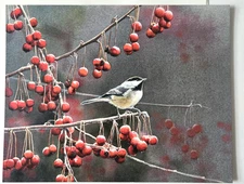 Christmas Card Lang Co Susan Bourdet It's the Berries Black-Capped Chickadees