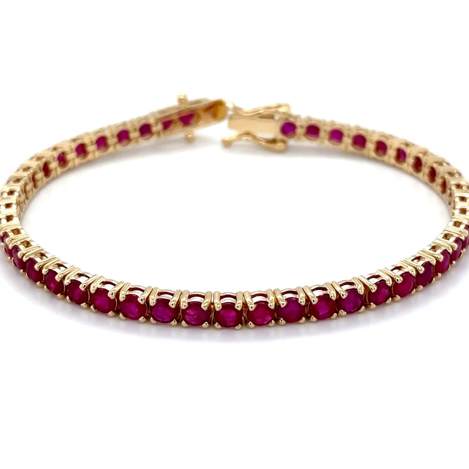 14K Yellow Gold Ruby Prong-Set Bracelet-Perfect gift for push