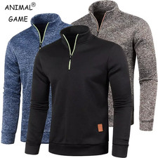 Mens Half Zip Fleece Jacket Warm Winter Pullover Jumper Sweater Sweatshirt Tops