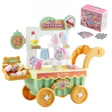 Ice Cream Cart for Kids, 27 PCS Accessories, Pretend Play Store with Storage...