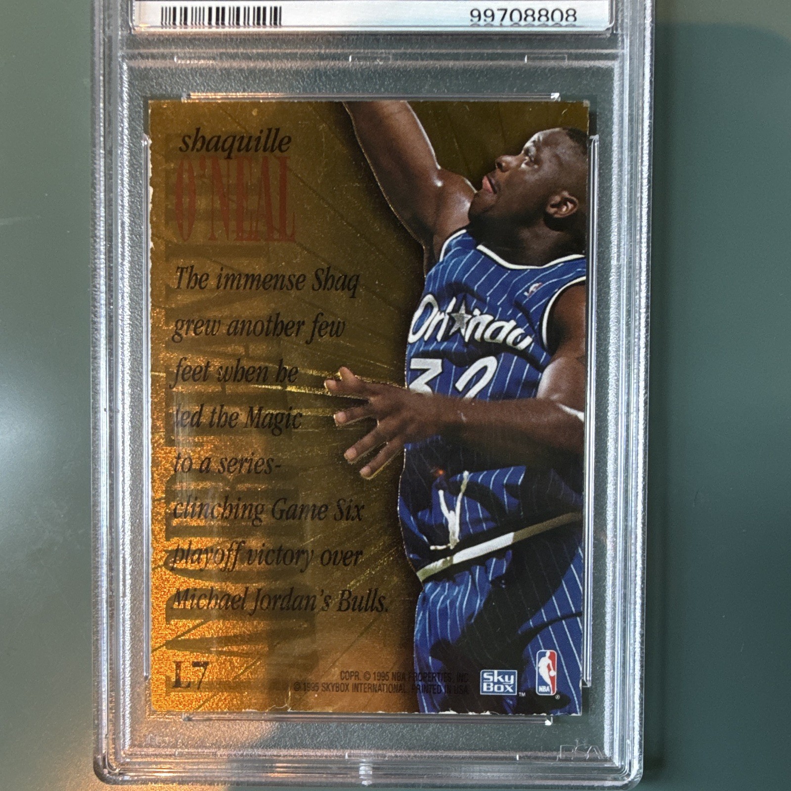 SkyBox Premium 1995 Shaquille O'Neal Larger Than Life #L7 Magic PSA 6 view 4