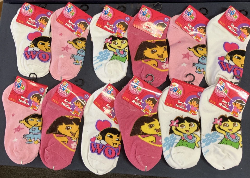 12 Pairs DORA The Explorer Socks Medias 4-6 Multicolor Nickelodeon - Image 2 of 4
