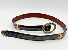 BRIGHTON Black/Brown Reversible Marcus Belt 436200 Two Tone Croc Leather M/L 36