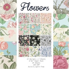 24 Sheets 12 Designs Scrapbook Paper Pad,6" 6 Single-Sided Decopodge Craft C