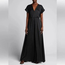 Rebecca Taylor Black Silk Charmeuse Wide Leg Jumpsuit Size 6 NWT 495