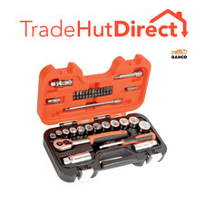 Bahco BAHS330 34pc Socket Set 1/4" 3/8" Drive Bits + Sparkplug Sockets S330