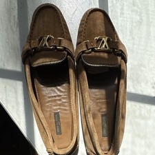 Louis Vuitton Brown Suede Logo Slip-On Loafer Flats Women’s US 9 Round Toe