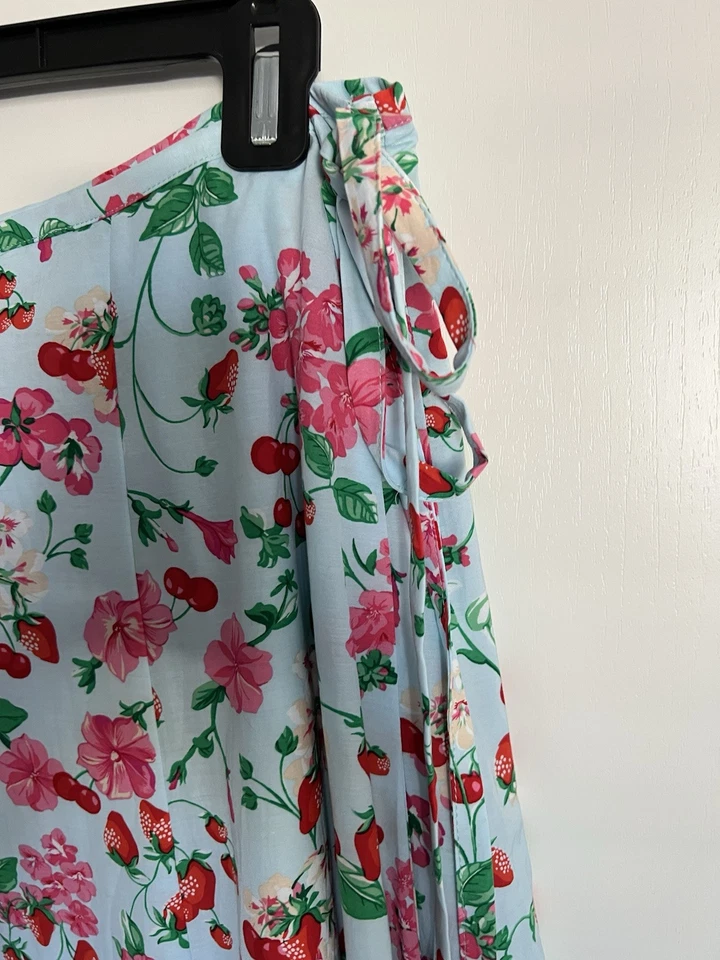 Falda Ann Taylor Floral Corbata Cintura Talla 8 Floral Estilo Envolvente Color Azul Claro Nueva con Etiquetas Foto 2 de 4