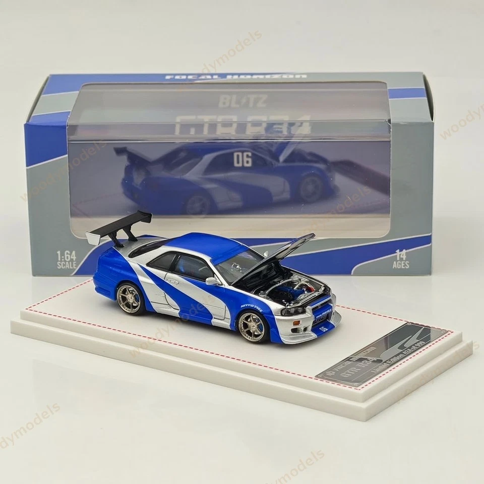 FH 1/64 Nissan Skyline R34 GTR Silver Blue Diecast Model Car for Fast & Furious - Image 4 of 4