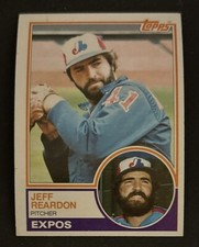 1983 Topps Jeff Reardon Baseball Card #290 Expos Pitcher VG O/C