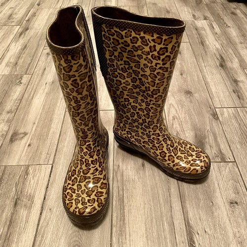 cheetah print rubber boots