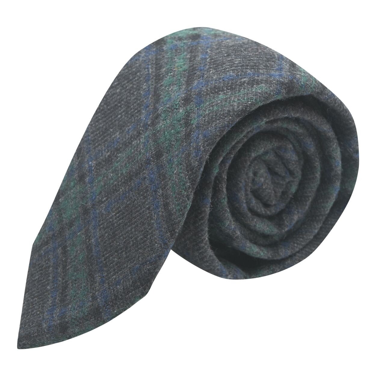 Corbata De Cuadro Verde Y Gris Oscuro, Tweed, Tartan, Plaid