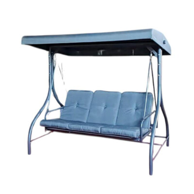 Dondolo Da Giardino 3 Posti Con Tetto - Divano Letto Altalena Inclinabile, Beige/Marrone - Foto 9