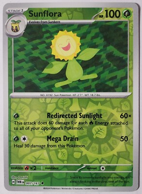 REVERSE HOLO Sunflora 007/167 NM / M - Twilight Masquerade Pokemon